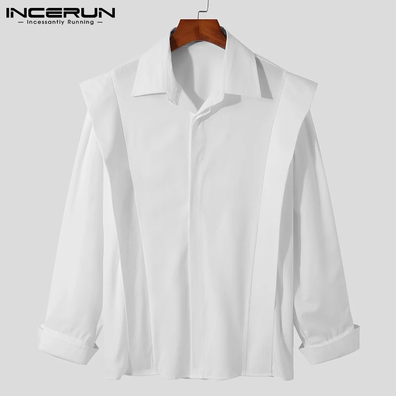 2024 Men Shirt Brand Lapel Long Sleeve Fashion Casual Men Clothing Solid Color Streetwear Button Leisure Camisas S-5XL INCERUN