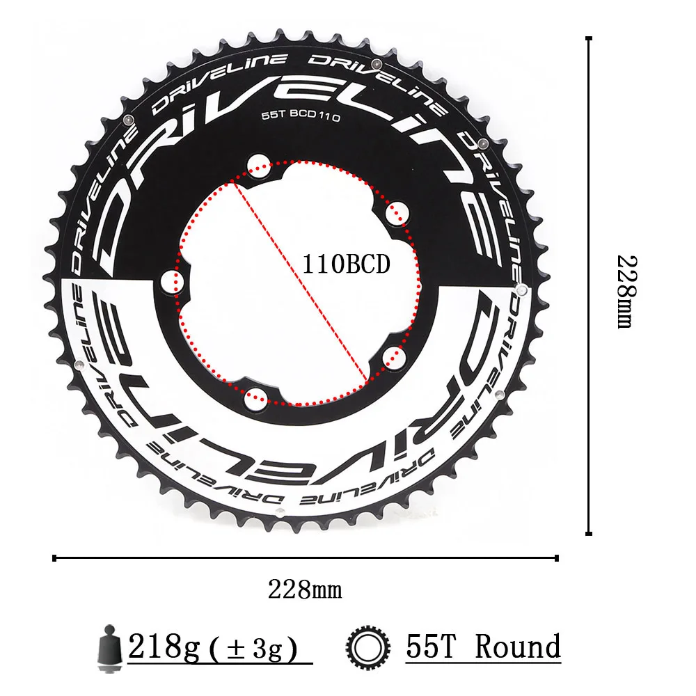 DRIVELINE CNC 50/52/53/54/55/56/58T road bike TT chainring 110BCD 9/10/11s