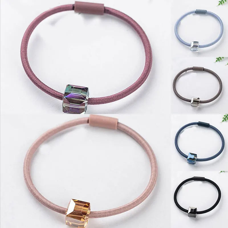 2021 fashion Korea Women Hair Ropes Big Crystal Elastic Rubber Band for Girl Fashion Hair Accessories Hair Ties Wholesale