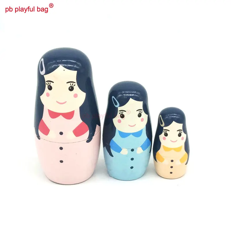 PB Playful bag Three layer New Year cake mother Russian dolls exquisite wooden DIY toy set crafts creative funny gift HG89