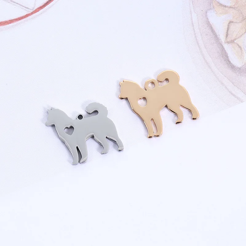 

20pcs/lot variety of dog stainless steel Charms for Jewelry DIY Making gold color Akitas pendant for bracelet jewelry making