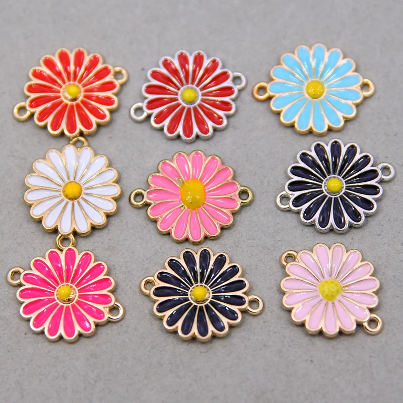 6pcs/lot multiple colors Beautiful flower pendant alloy enamel Charm DIY accessories of necklace bracelet headdress