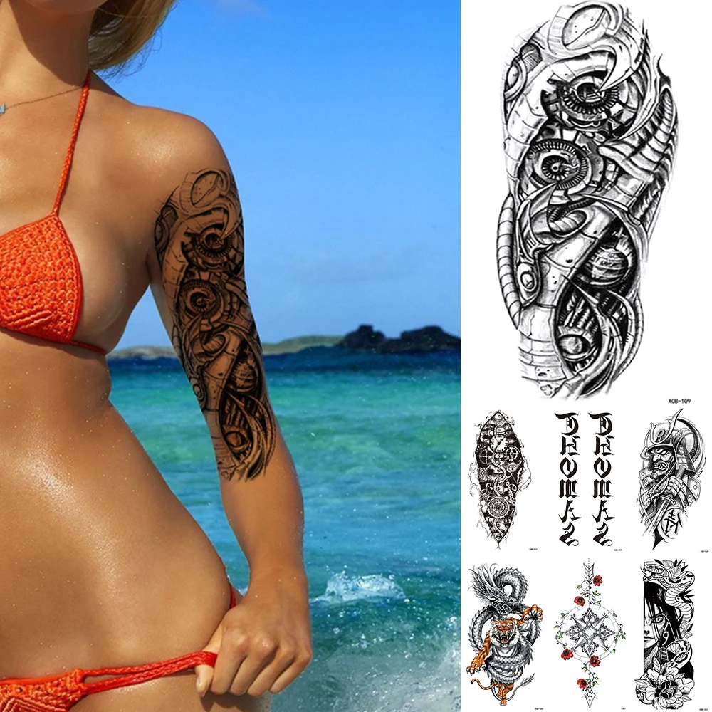 Mechanical Bionic GearTemporary Tattoo Sticker Flash Waterproof Tattoos 3D Robot Electricity Body Art Arm Fake Tatoo Women Men