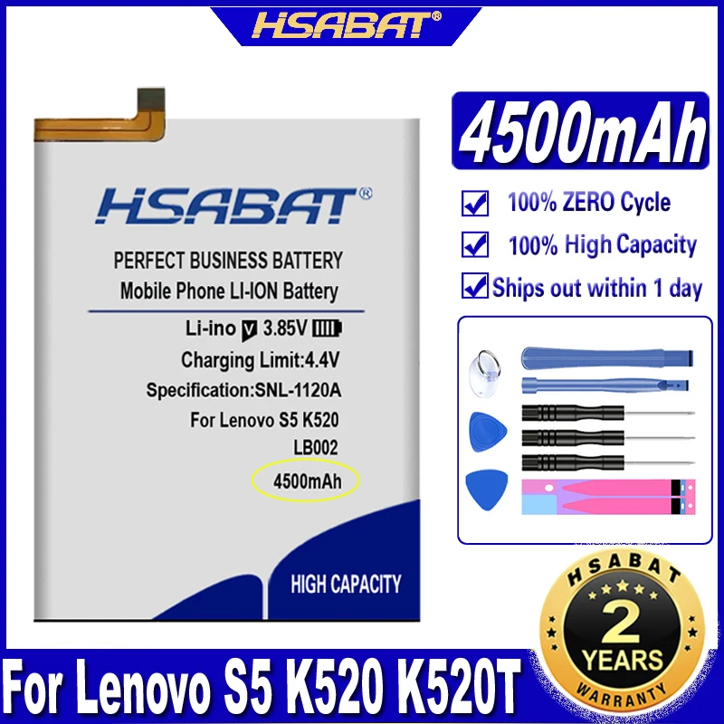 HSABAT LB002 4500mAh Battery for Lenovo S5 K520 K520T Batteries