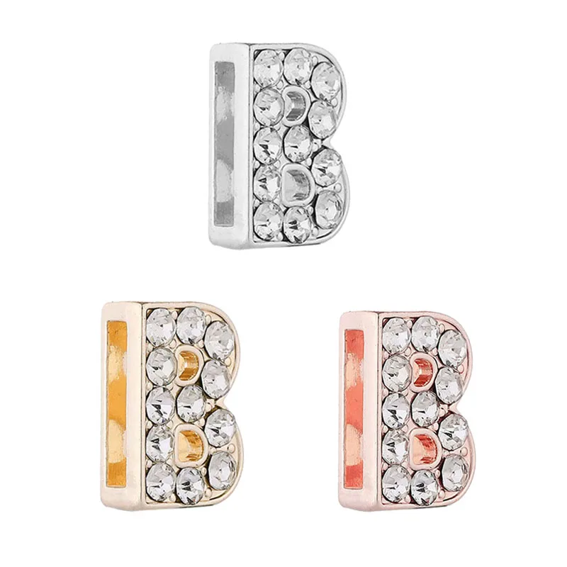 3Pcs/Lot 26 English Letters Charm Slide Beads Fits 10mm Stainless Steel Mesh Bracelets For Women Fashion Jewelry Gift Making