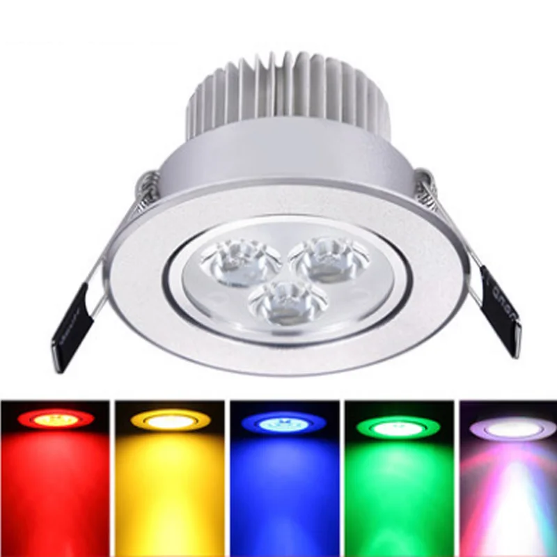 LED typu Downlight 3W Ultra jasny okrągły RGB aluminium AC220V ściemniania wpuszczone W dół Spot Ceil lampa domowa KTV Decor