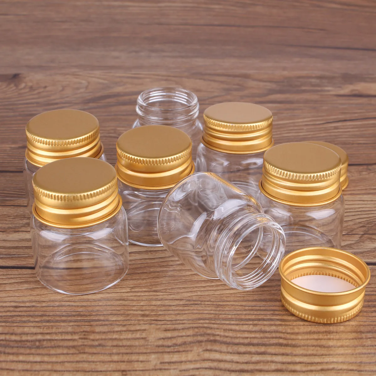 3pcs 20ml 37*40mm Glass Bottles with Golden Aluminum Caps Candy Bottles Glass vessels Storage Jars for Art Craft