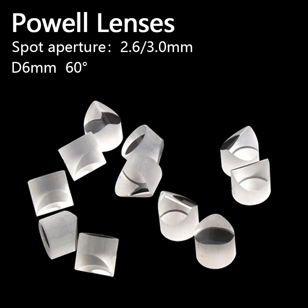 Powell Lenses Laser lens D6x6mm Incident angle 60° Spot aperture 2.6/3.0mm measure 3D scanning location optics