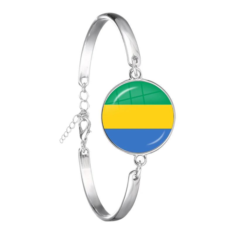 Djibouti,Uganda,Gambia,Congo,Gabon,Comoros,Lesotho,Somalia,Bulgaria National Flag Glass Cabohcon Bracelet For Women Men Gift