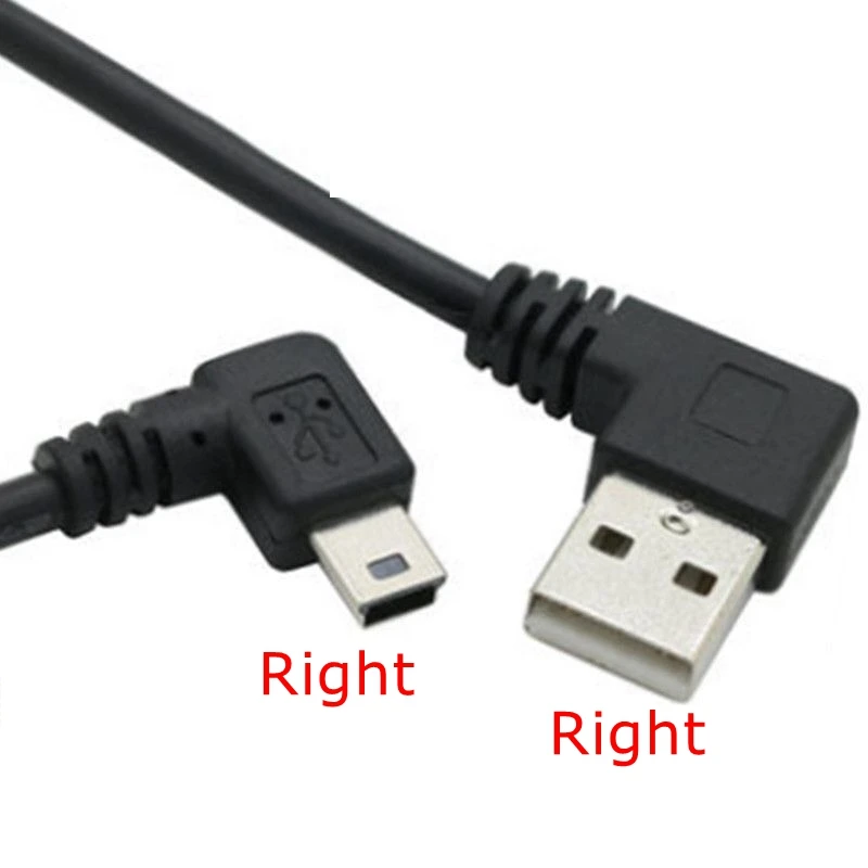 Mini kabel do transmisji danych USB 25cm, prawy lewy kąt USB 2.0 A męski na Mini USB 5 Pin lewego prawego kąt męski Adapter kablowy złącze