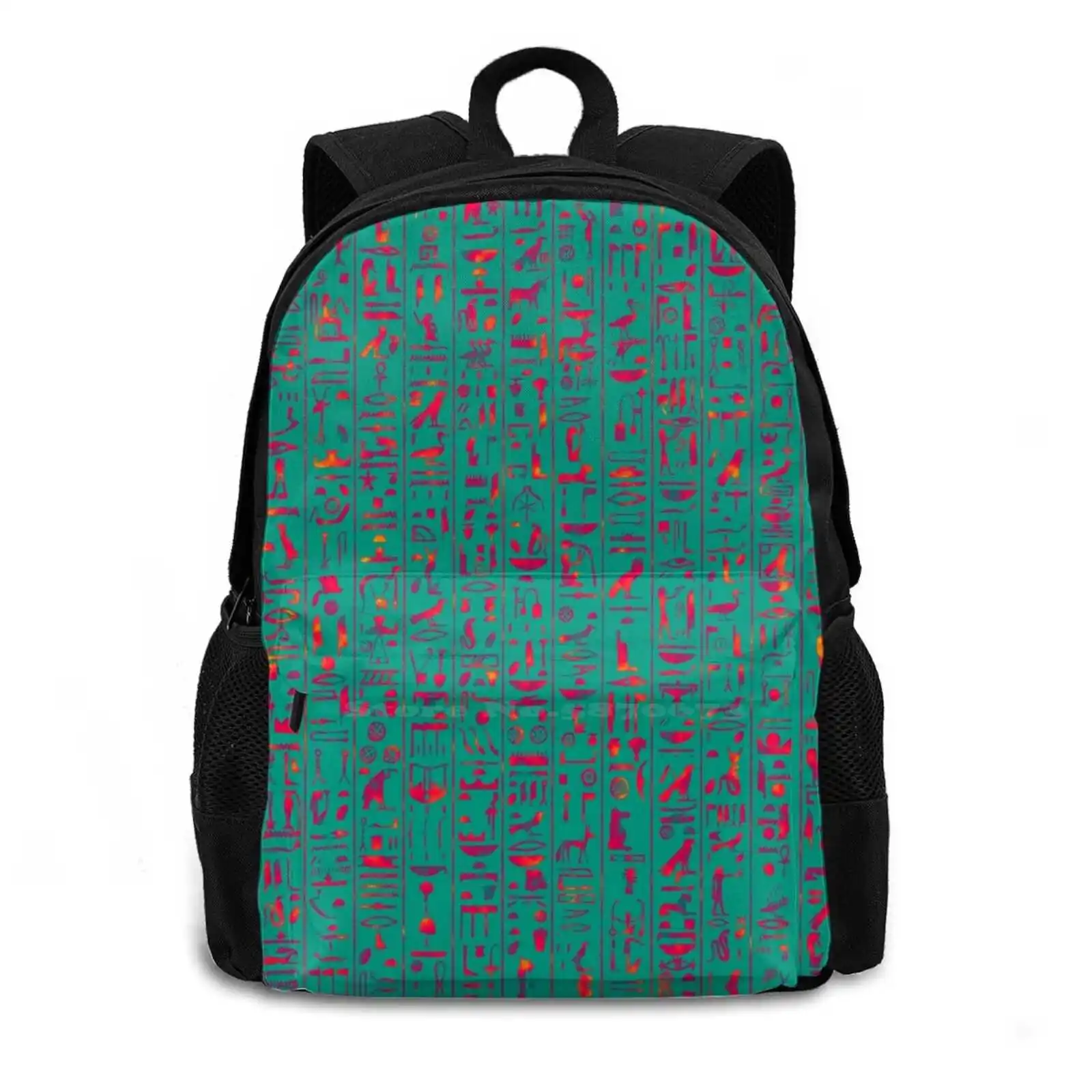 Hieroglyphics Hot 3d Print Design Backpack Casual Bag Egypt Egyptian Hieroglyphic Hieroglyphics Ancient Vintage Old Carving image 2