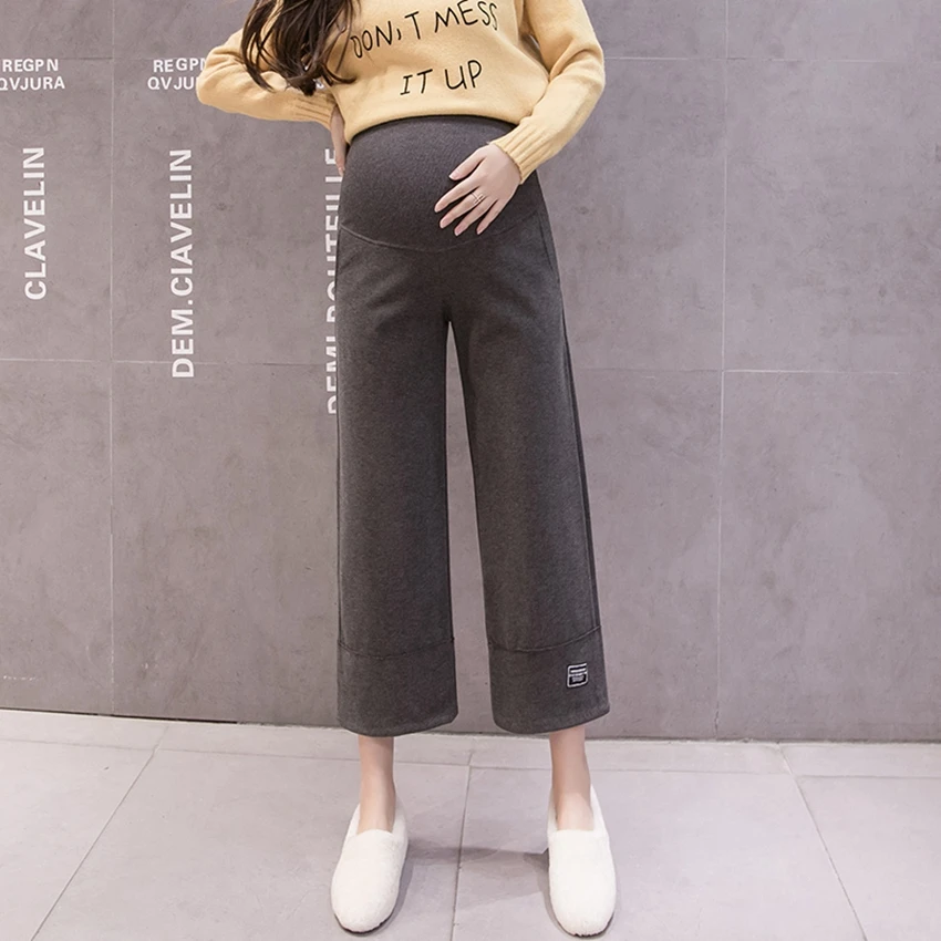 

Pregnant women's wide-leg pants spring and autumn models belly lift pants pregnant women casual loose cropped pants