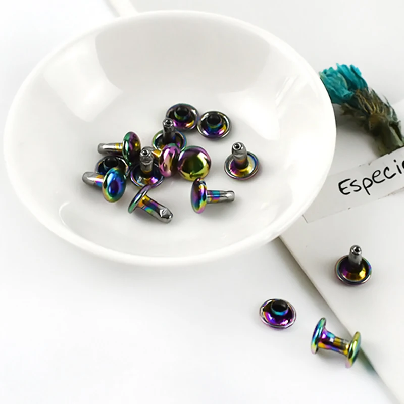 10/20/50 set 6/8mm colori doppia faccia rivetto fibbia in metallo colpire chiodi borsa cinturino scarpe rivetti pulsante accessorio in pelle fai da