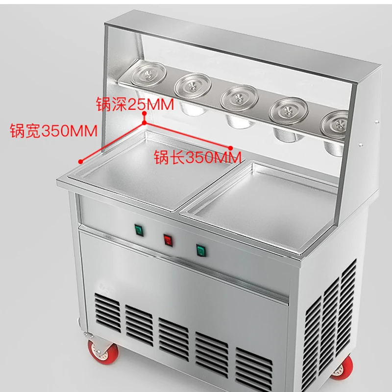 

220v/110V double pan fried ice cream machine frying ice cream machine 2 compressor ice roll machine R410a