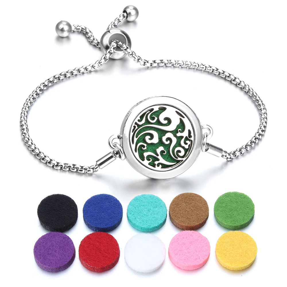 New Aromatherapy Bracelet Jewelry Essential Oil Diffuser Adjustable Chain Vintage Aroma Perfume Locket Bracelet Free 10Pads