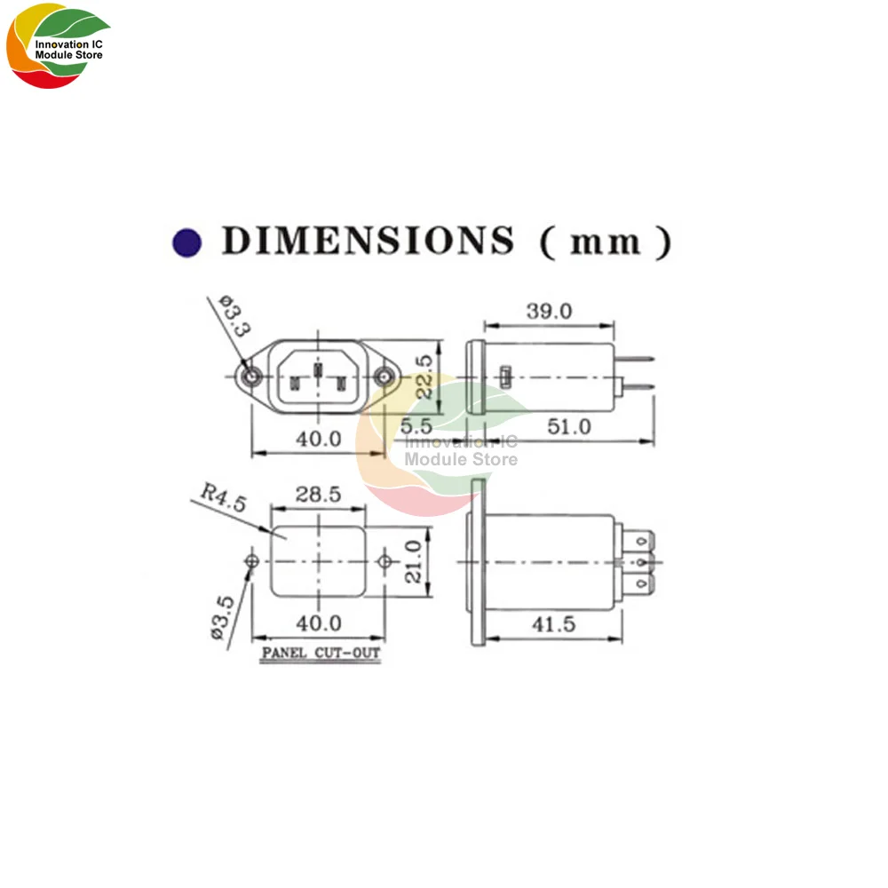 AC 115V-250V 10A 50/60Hz T-socket IEC Socket Panel Mount Power Line EMI RFI Filter CW1D-10A-T Suppressor Power Line Noise Filter