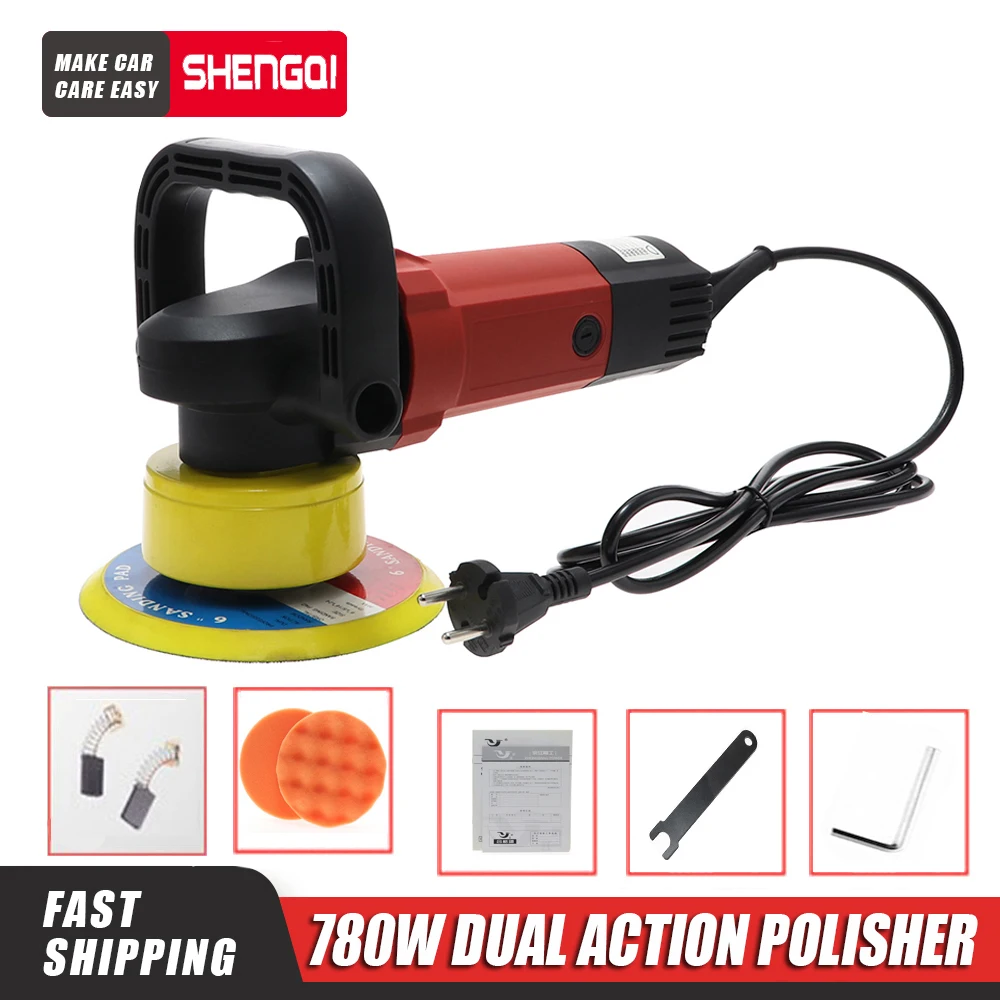 6inch Dual Action Polisher 8mm Random Orbit Professional Polishing Machine 780W Electric Buffing Polisher Car Beauty Tools