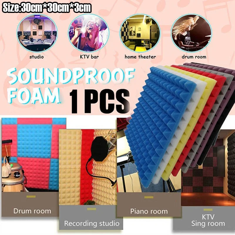 Espuma acústica para estudio, esponja protectora insonorizada, tiras de sellado para Panel de tratamiento de absorción, 30x30x3cm