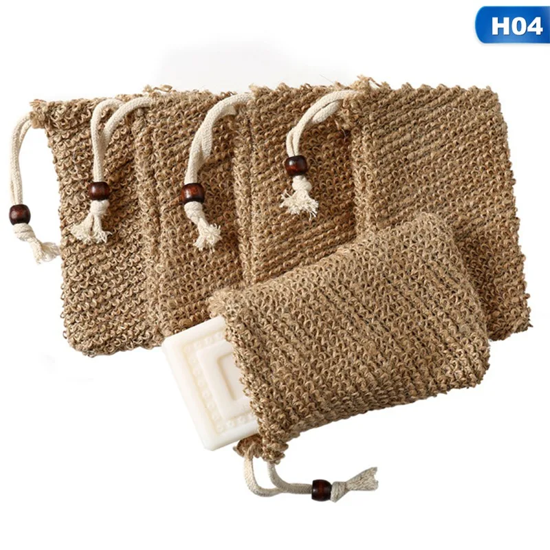 Drop Shipping 10pcs/set 9×14cm Soap Saver Exfoliating Natural Sisal Soap Bag Pouch For Prolong Soap Life