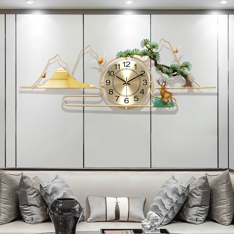 

Modern Feng Shui Wrought Iron Deer Wall Clocks Home room 3D Wall Sticker Ornaments Decoration Club Restaurant Wall Mural Crafts