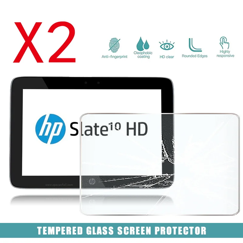 

2Pcs Tablet Tempered Glass Screen Protector Cover for HP Slate 10 HD Tablet Anti-Screen Breakage Anti-Fingerprint Tempered Film