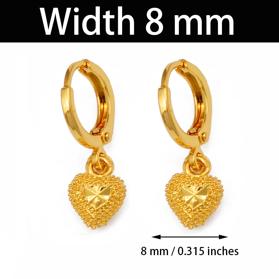 Anniyo Mini Small Size Heart Stud Earrings Women Girls Kids Gold Color Jewelry Birthday Party African Arab Ornaments #002736