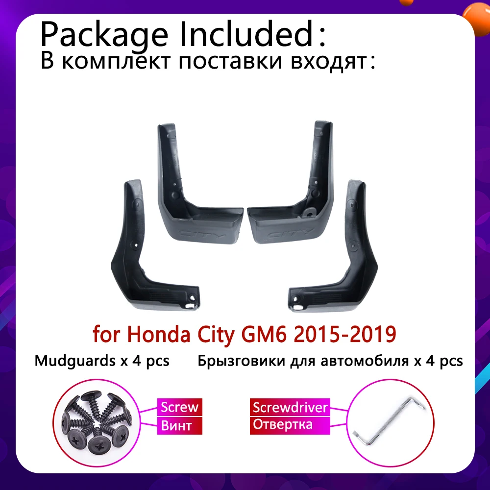 4PCS Rear Mudguards For Honda City GM6 2015 2016 2017 2018 2019 Cladding Splash Mud Flaps Guards Mudflap Protect Car Accessories