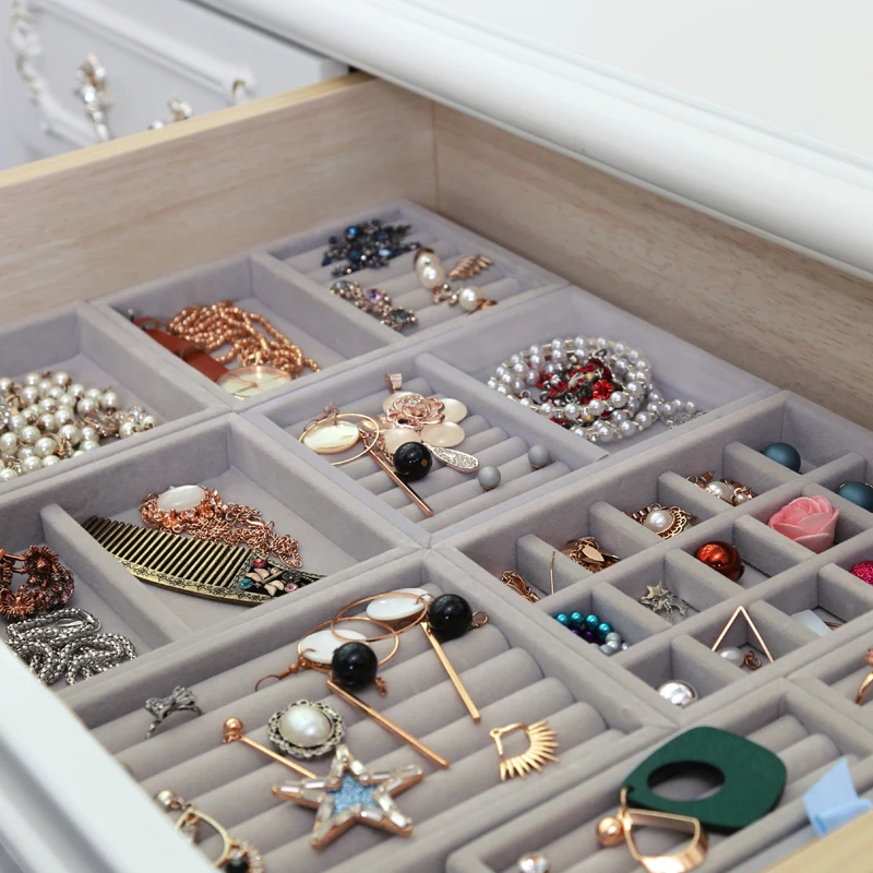 DIY Jewelry Storage Ring Packaging Gift Box Earring Holder Bracelet Jewellery Display Organizer Fully Wrapped High Level Flannel