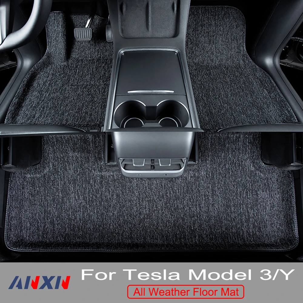 All-Weather Polyester Fabric Floor Mats For Tesla Model 3 Model Y 2022 2023 Waterproof Non-Slip Floor Liners XPE Frunk Trunk Mat