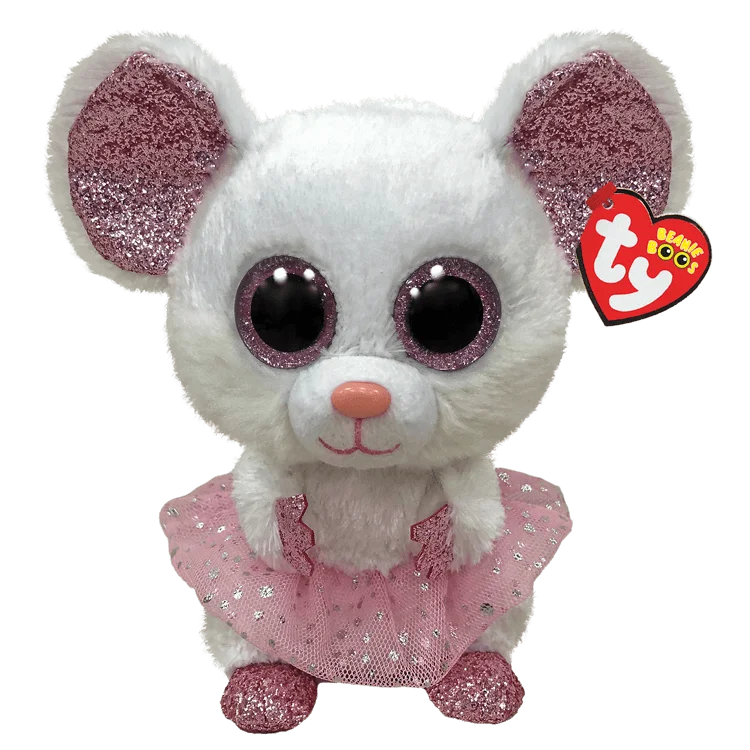 New Ty Beanie Boos Opal Fluffy White Tail Beautiful Cat Cute Shiny Pink Eyes Super Soft Children\'s Plush Toy Birthday Gift 15cm