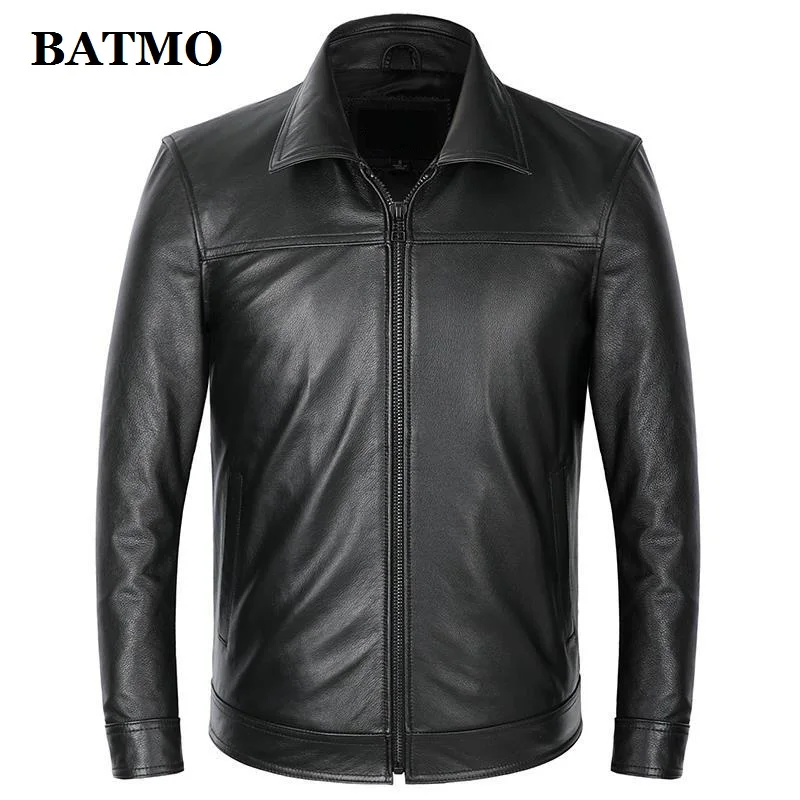 

BATMO 2020 new arrival sping natural cow leather jackets men,real leather jackets,plus-size S-5XL PDD05