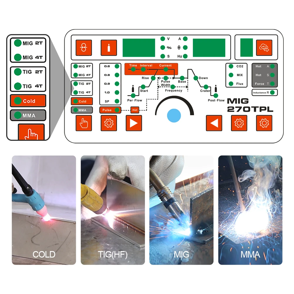 Andeli-Mi Band 4 in 1溶接機,220V,MIG-270TPL Migmaパルス,冷間,溶接機,Mig溶接機,12 DC