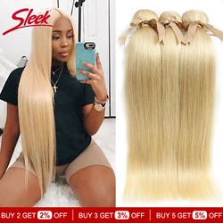 Sleek 613 Honey Blonde Bundles Straight Hair Brazilian Hair Weave Bundles Straight Remy Hair Extensions 10 to 26 Inches