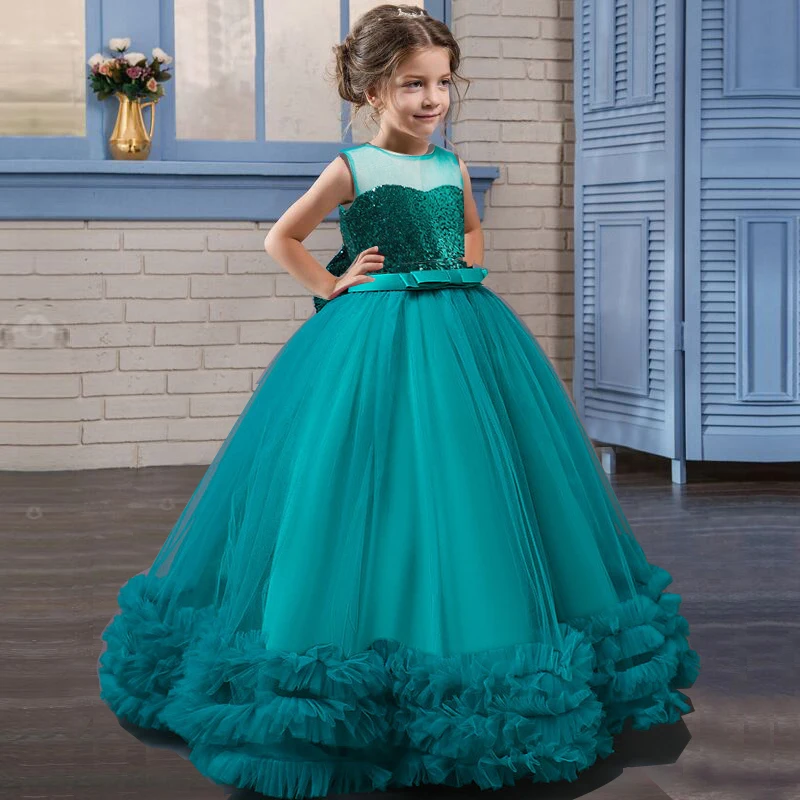 Children Girls 2022 Evening Party Long Dresses Elegant Girls Princess Kids Dresses For Girls Costume Flower Girls Wedding Dress