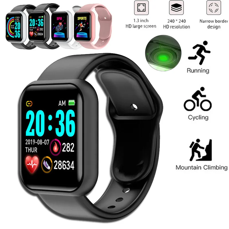 Montre numérique connectée pour les hommes et les femmes, étanche conforme à la norme IP67, moniteur de rythme cardiaque, de pression sanguine et d'activité sportive, pour les téléphones Android et iOS