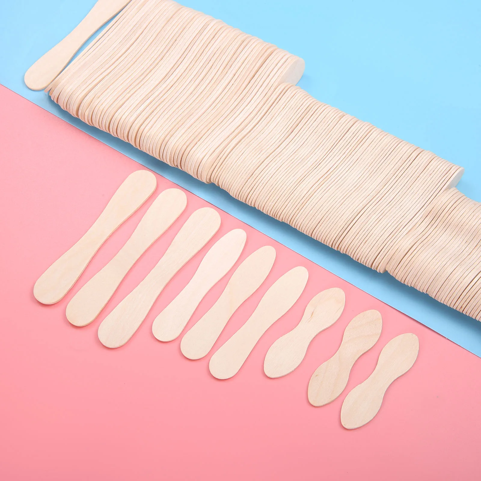 50pcs/set Ice Cream Sticks Wooden Spoon Natural Wood Popsicle Taster Lolly Cake Nontoxic Smooth 1.5cm*6cm/7.5cm/9.4cm DIY Craft