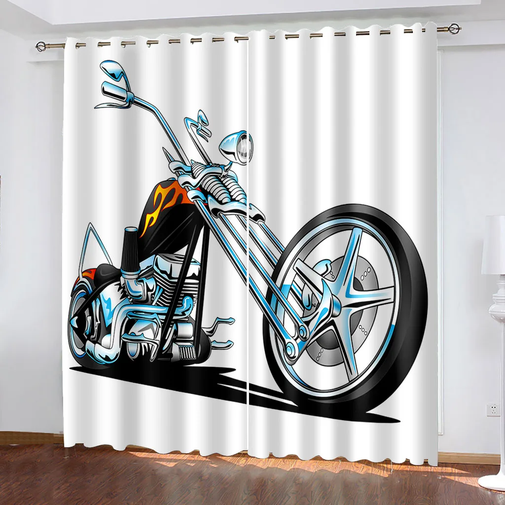 

3D Printing Motorcycle Window Curtains Modern Living Room Decoration Curtain for Bedroom Home Decor Blackout Curtains