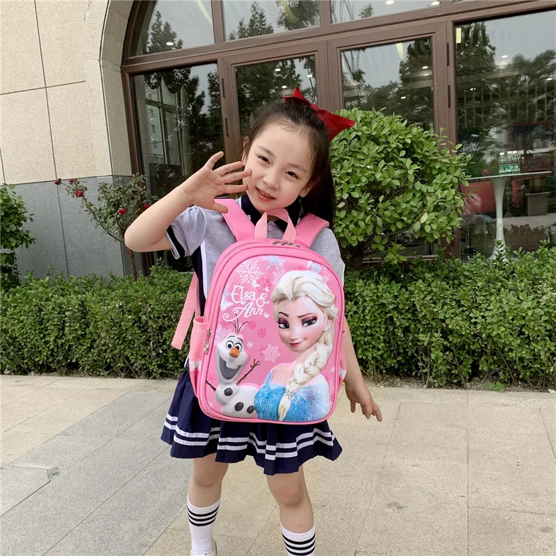 Disney new girls kindergarten frozen backpack school bag 3D cartoon cute elsa anna backpack kids bags