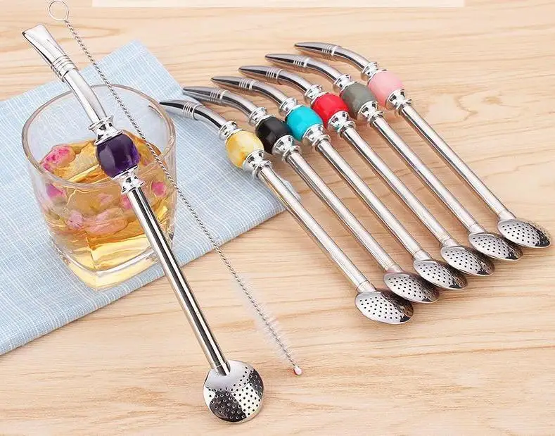 Stainless Steel Straws Yerba Mate Tea Bombilla Gourd Reusable Bombilla Drinking Straws Filtered Spoon Straw Free Dhl Wholesale