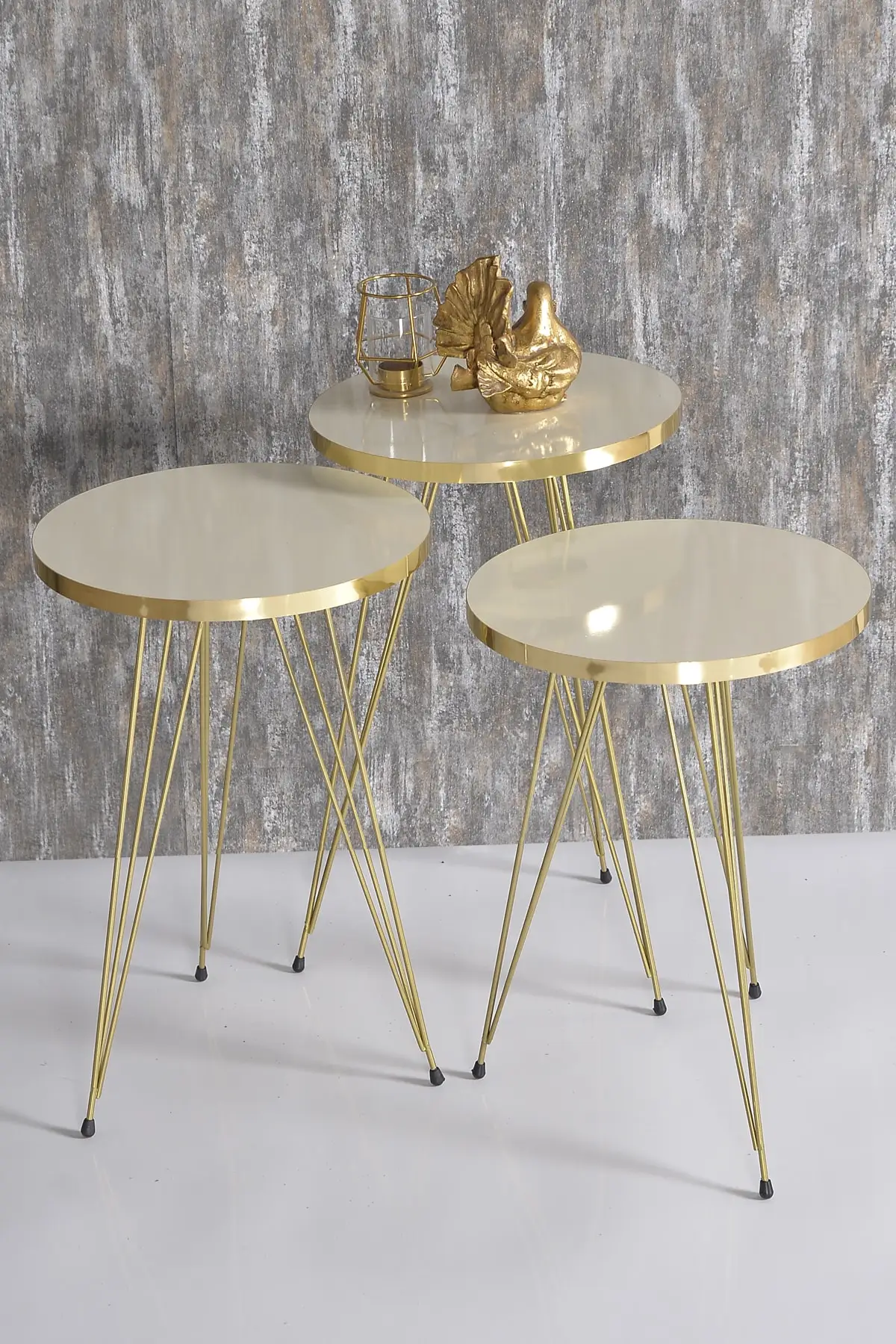 Zigon Coffee Table And Medium Coffee Table Set Kr Gold Cream Tel