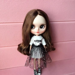 1pcs Blythe Clothes long T-shirt+Lace Skirt Barbies Dress for Doll Accessories Clothing (Blythe,ob,Pullip,Baribes,1/6 Dolls)