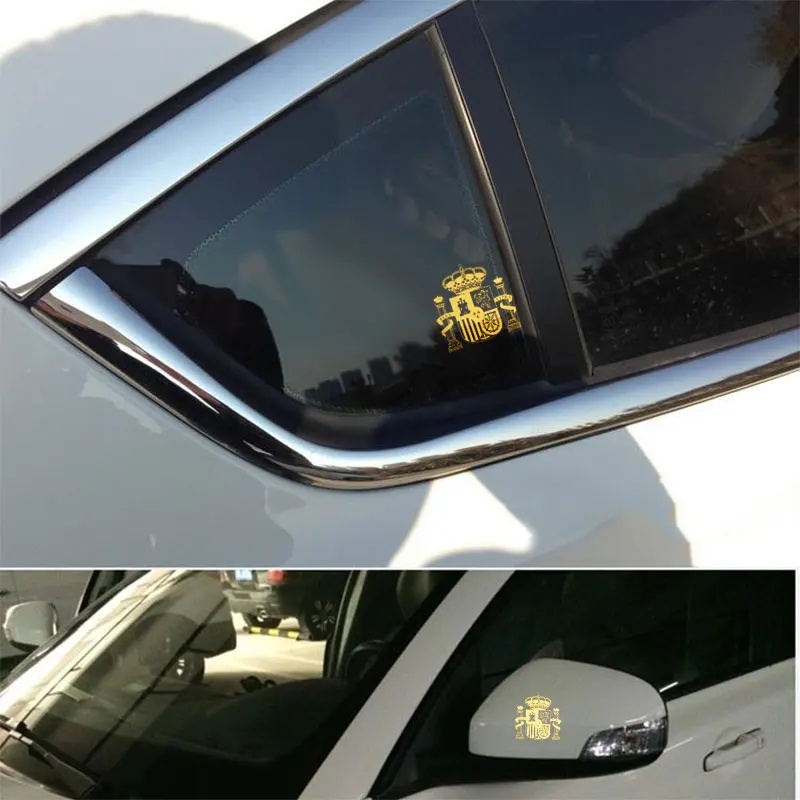 Car Styling 3D Aluminum Coat of Arms of Spain National Emblem Sticker Window Body Decal for Motorcycle Laptop Phone Decoration