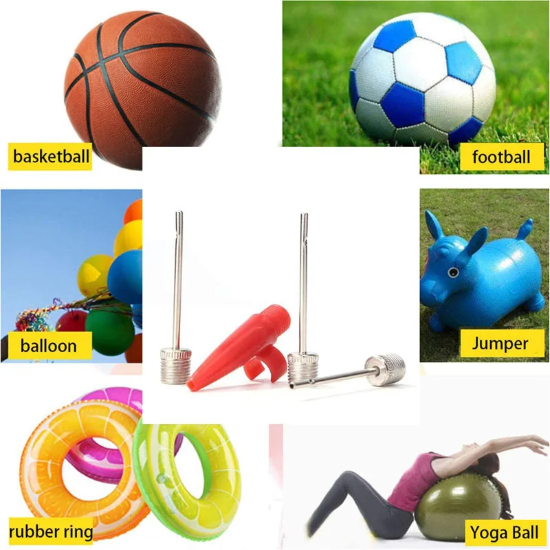 Agujas de bomba de bola con adaptador de boquilla y manguera de aire para inflar fútbol, baloncesto, voleibol, pelota de Rugby, juguetes inflables