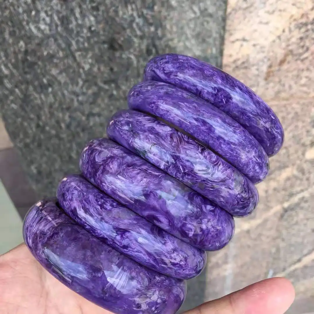 

Genuine Natural Purple Charoite Gemstone Bracelet Crystal Lady Bangles For Women Fashion Jewelry AAAAAA