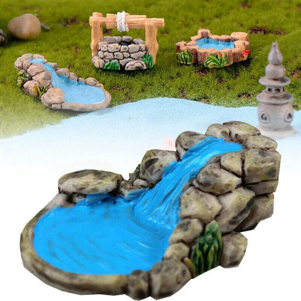 Mini Water Well Bridge Figurines Miniature Craft Fairy Garden Gnome Moss Terrarium Gift DIY Ornament Garden Decor