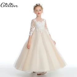 Puffy Tulle Appliques For Children Celebrations Ball-Gown Princess Flower Girl Dresses Prom Wedding Party Dress First Communion