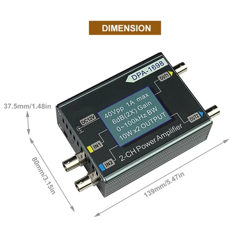 JUNTEK DPA-1698 High Power Dual Channel DDS Function Signal Generator Power Amplifier DC Power Amplifier 40V