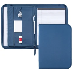 Saco De Pasta De Documento De Tela, Cheap Zipper Cloth Folder, Pasta de Currículo Exclusivo, Capa Azul, Tamanho A4