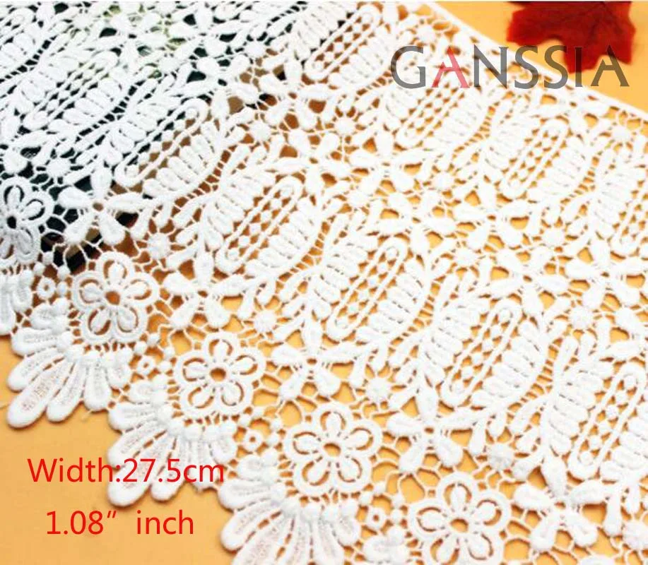 Width:27.5cm (11 inch) Fashion Cotton Lace Embroidered Knitting DIY Lace for Garment Embellish for Dress Scrapbooking(ss-955)