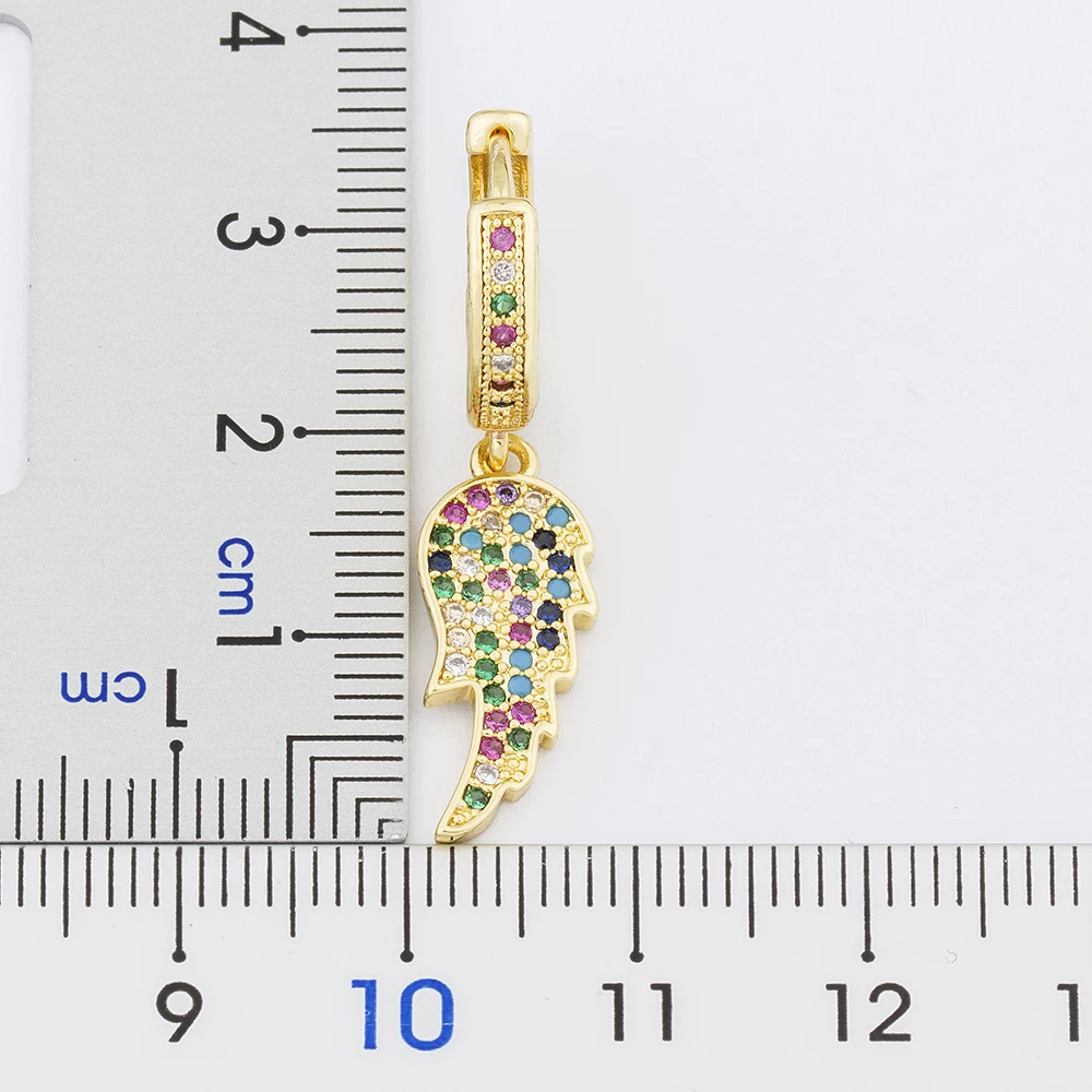 Nidin Fashion Rainbow CZ Feather Shape Drop Earrings Popular Copper Cubic Zirconia New Design Charm Top Selling Jewelry Gifts image 2